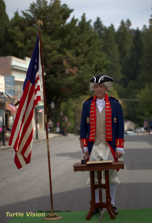 George Washington next to the flag, Broad St. Nevada City.